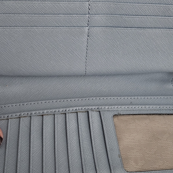 Michael Kors Long Zip Around Wallet Wristlet Powder Blue Clutch Hand Bag - Picture 9 of 9